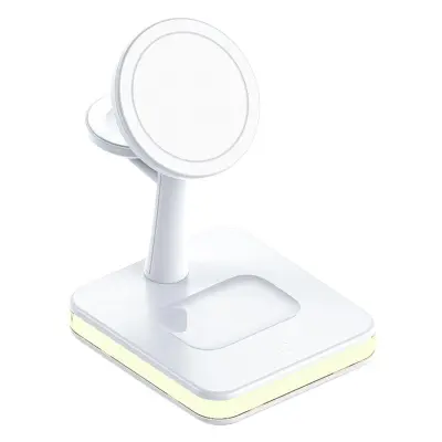 JJT-991 4-i-1 Magnetisk Trådlös Laddare för iPhone / Apple Watch / AirPods - Vit