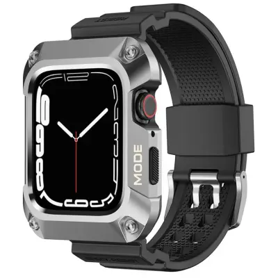 Kingxbar Apple Watch 4/5/6/SE (44mm) Armband CYF134 2in1 Rugged - Silver