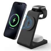 M3 3-i-1 Magnetisk Trådlös Laddare för iPhone, Apple Watch, AirPods - Svart