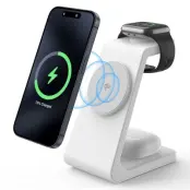 M3 3-i-1 Magnetisk Trådlös Laddare för iPhone, Apple Watch, AirPods - Vit