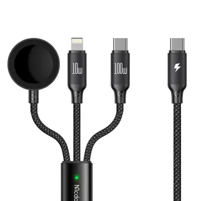 MCDODO 3in1 USB-C/USB-C/Lightning Kabel 1.2M Trådlös Laddare