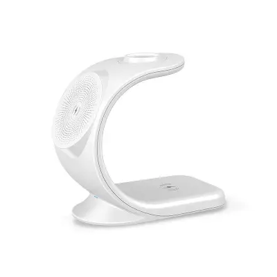 3-i-1 15W Magnetisk Trådlös Laddare för iPhone 12, Apple Watch, AirPods - Vit