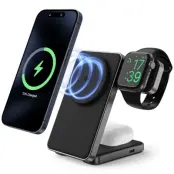 Qi2 MagSafe Trådlös Laddare iPhone Apple Watch Airpods 15W