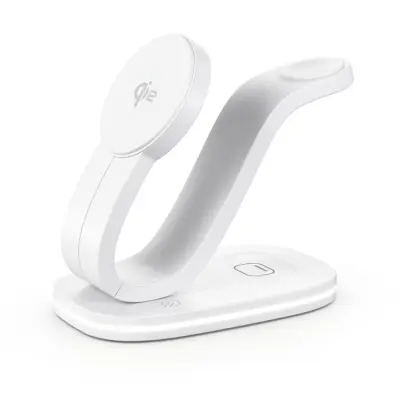 Qi2 MagSafe Trådlös Laddare iPhone, Apple Watch, Airpods 15W - B-28 (Vit)
