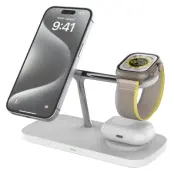 Qi2 MagSafe Trådlös Laddare iPhone, Apple Watch, Airpods T255 - Vit
