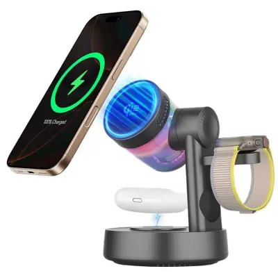 Qi2.2 Magnetisk Trådlös Laddare 25W iPhone/Apple Watch/AirPods - Svart