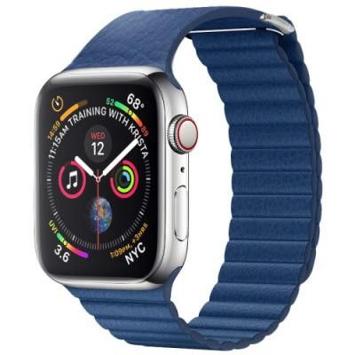 Qialino Magentic Läderloop Strap till Apple Watch 4 40mm / Watch 3 38mm - Blå