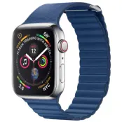 Qialino Magentic Läderloop Strap till Apple Watch 4 44mm / Watch 3 42mm - Blå