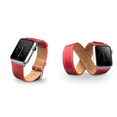 Qialino Watchband i äkta läder till Apple Watch 42mm - Röd