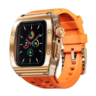 SHELLBOX Apple Watch 44mm SE Armband Silikon Metal - Orange/Rosa