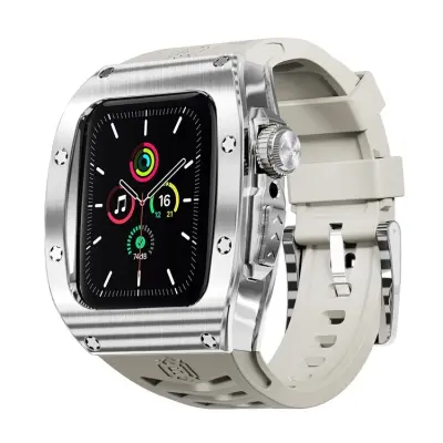 Shellbox Apple Watch SE 44mm Armband Silikon Metal - Vit