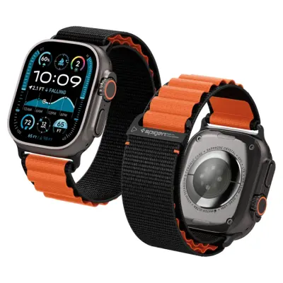 Spigen Apple Watch (44/45/46/49mm) Armband WBF1 - Svart/Orange