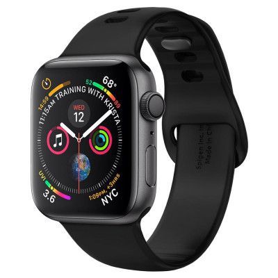 Spigen Apple Watch 4/5/6 44mm Silikonarmband Air Fit - Svart