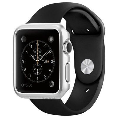 Spigen Thin Fit Skal till Apple Watch 38mm - Satin Silver