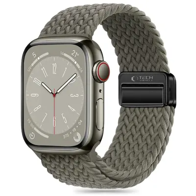 Tech-Protect Apple Watch (44/45/46/49 mm) Armband NylonMag - Olive Grå
