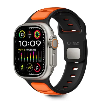 Tech-Protect Apple Watch (44/45/46/49mm) Armband Icon - Svart/Orange