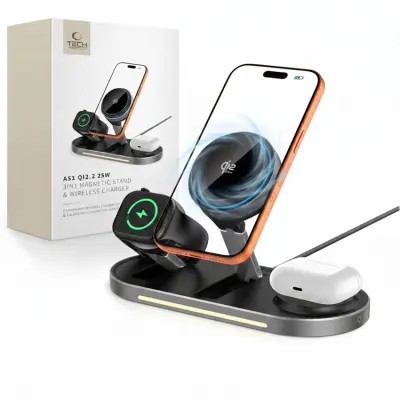Tech-Protect Qi2.2 MagSafe Trådlös Laddare För iPhone/Apple Watch/AirPods