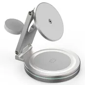 Trådlös laddare 3-i-1 för iPhone, Apple Watch, AirPods - Silver