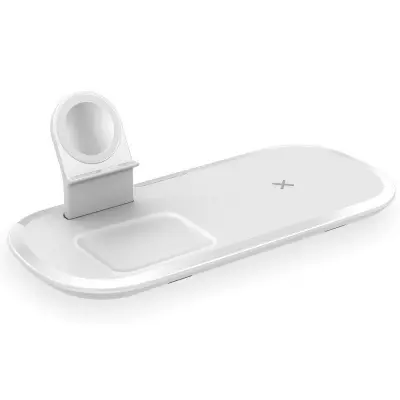 Trådlös laddare för iPhone / AirPods / Apple Watch, 3-i-1 laddningsstation - Vit