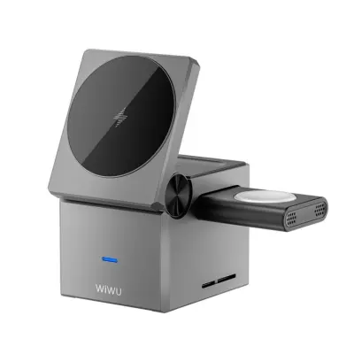 WiWU 3in1 Hopfällbar Trådlös Laddare Apple Watch iPhone Airpods 15W