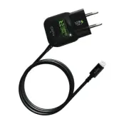 Puro Fast Travel Charger Mini med Lightningkabel 2.4A - Svart