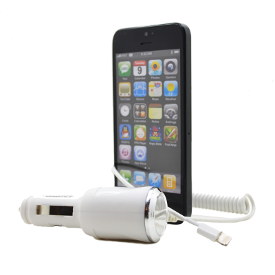 Billaddare till Apple iPhone 5S / iPad Mini / iPad Air (Vit)