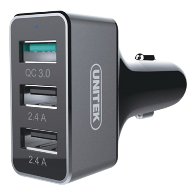 Deltaco Billaddare, 3xUSB & QuickCharge 3.0