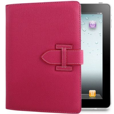 Lichi Pattern Stand Väska till Apple iPad Air (Magenta)