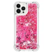 Trolsk Mobilskal med Flytande Glitter - Hjärtan (iPhone 15 Pro) - Guld