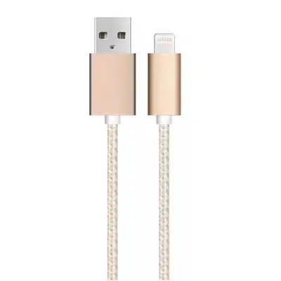 SiGN USB-A till Lightning Kabel 12W 1m - Guld/Nylon