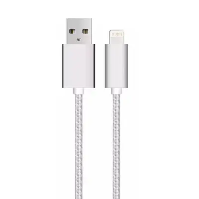 SiGN USB-A till Lightning Kabel 12W 1m - Silver/Nylon