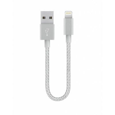 SiGN USB-A till Lightning Kablar 12W 0.25m - Silver/Nylon