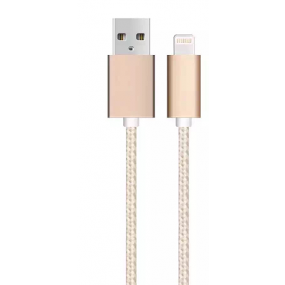 SiGN USB-A till Lightning Kablar 12W 1m - Guld/Nylon