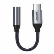 Ugreen 3,5 mm mini jack USB-C hörlur adapter 10cm Grå