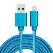 USB USB-A till Lightning kabel Blå/Nylon. 3m