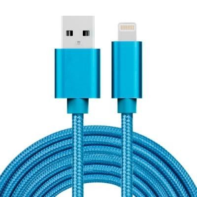 USB USB-A till Lightning kabel Blå/Nylon. 3m