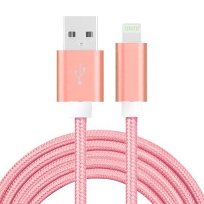 SiGN USB Kabel med Lightning Kontakt 3A, 2m - Rosa