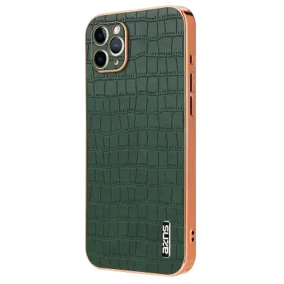 AZNS iPhone 11 Pro Max Fodral Crocodile Textur PU+TPU - Grön