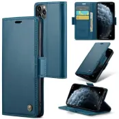 CASEME Plånboksfodral Konstläder iPhone 11 Pro Max RFID-Skydd Blå