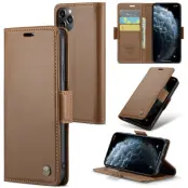 CASEME Plånboksfodral Konstläder till iPhone 11 Pro Max - Brun