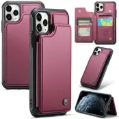 CASEME C22 iPhone 11 Pro Max Fodral KonstLäder RFID-Skydd- Röd