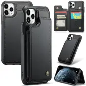 CASEME C22 iPhone 11 Pro Max Fodral KonstLäder RFID-Skydd- Svart