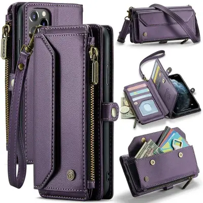 CASEME Plånboksfodral Konstläder för iPhone 11 Pro Max - Lila