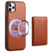 DENIOR Mobilskal till iPhone 11 Pro Max Äkta Läder Magnetisk - Brun