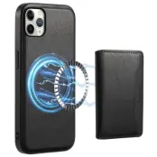 DENIOR Mobilskal till iPhone 11 Pro Max Äkta Läder Magnetisk - Svart