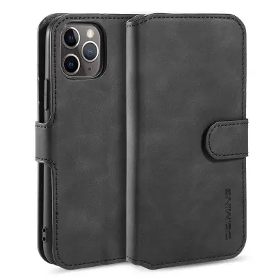 DG.MING Retro Plånboksfodral Konstläder för iPhone 11 Pro Max - Svart