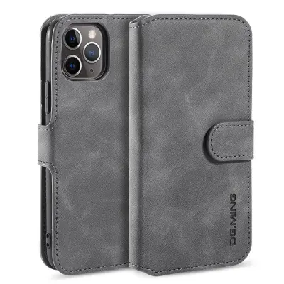 DG.MING Retro Plånboksfodral Konstläder iPhone 11 Pro Max Grå