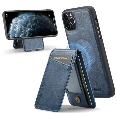 FIERRE SHANN 025 Fodral för iPhone 11 Pro Max KonstLäder - Blå