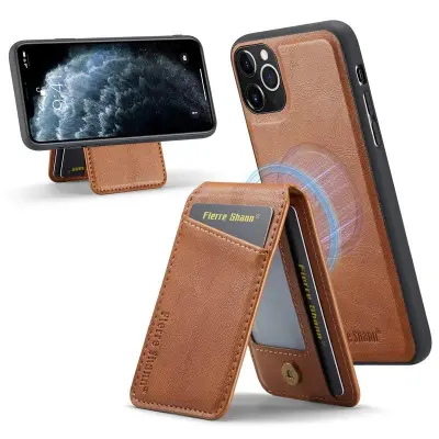 FIERRE SHANN 025 Fodral för iPhone 11 Pro Max KonstLäder - Brun