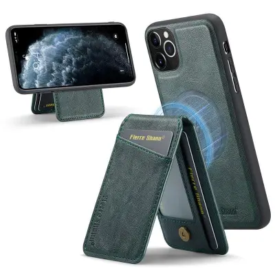 FIERRE SHANN 025 iPhone 11 Pro Max Fodral KonstLäder - Grön